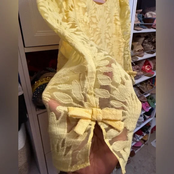 NWT Lilly Pulitzer Kavianna Dress Color: Finch Yellow Stacked Palm Burnout SZ 10 - Picture 6 of 11